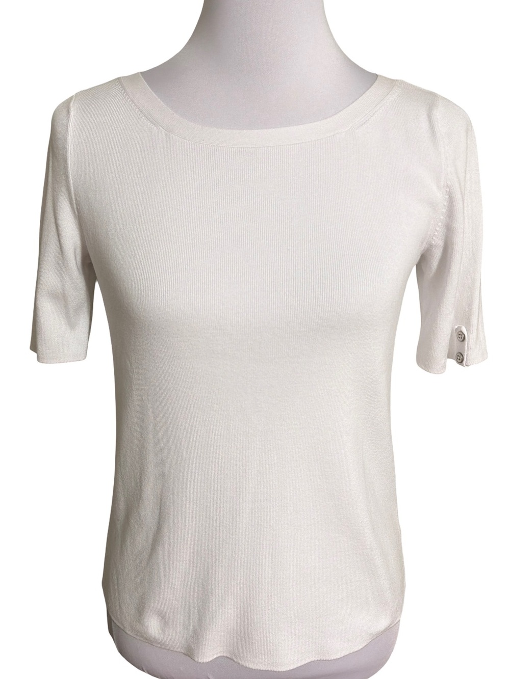 Talbots White Short Sleeve Knit Crewneck Top